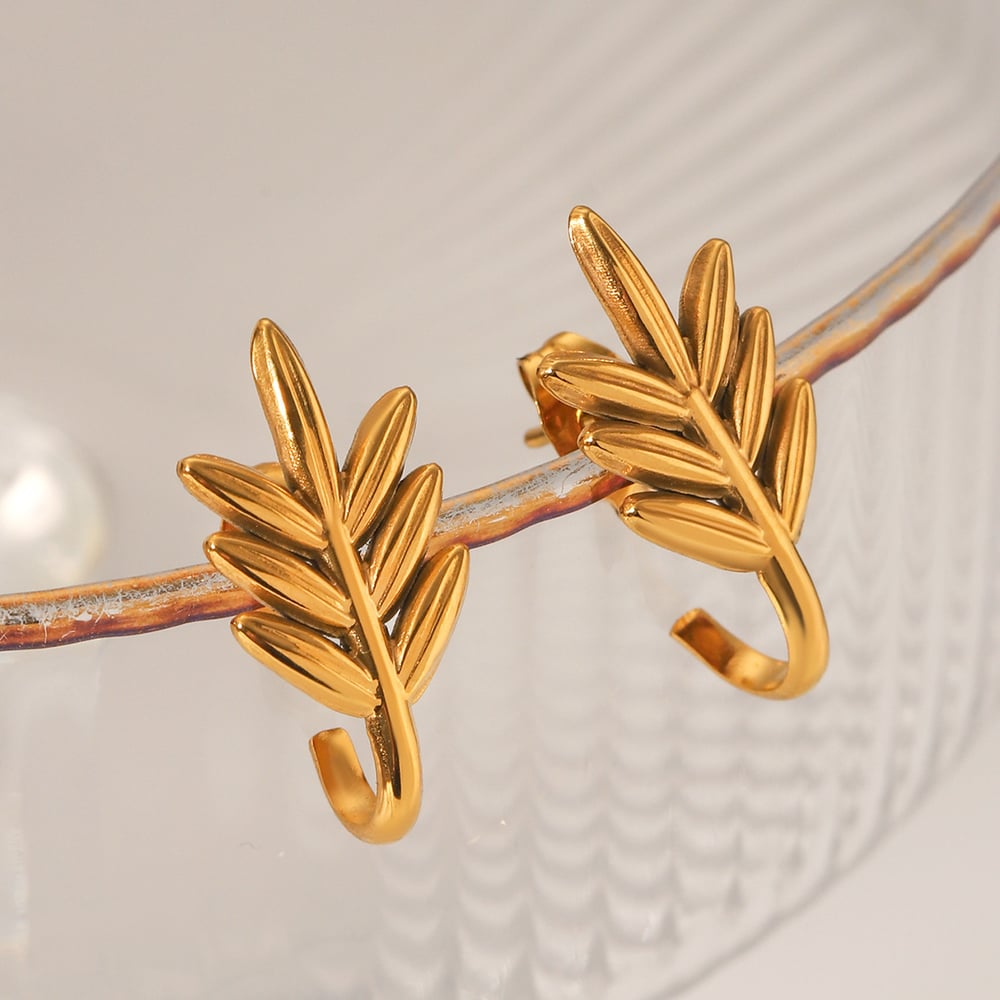 1 Pair Simple Plant Stainless Steel Women's Stud Earrings h5Picture3