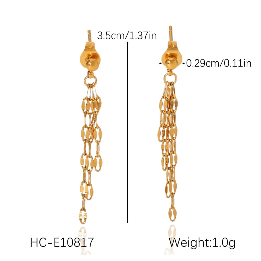 Einfache Quaste Edelstahl Gold Farbe Damen Ohrhänger h5Bild2