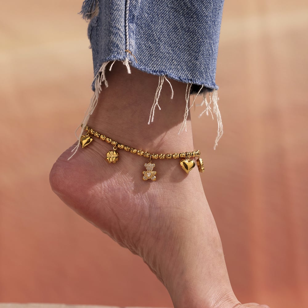 1 Piece Luxurious Bear Stainless Steel Gold Color Women's Charm Bracelets h5Picture5