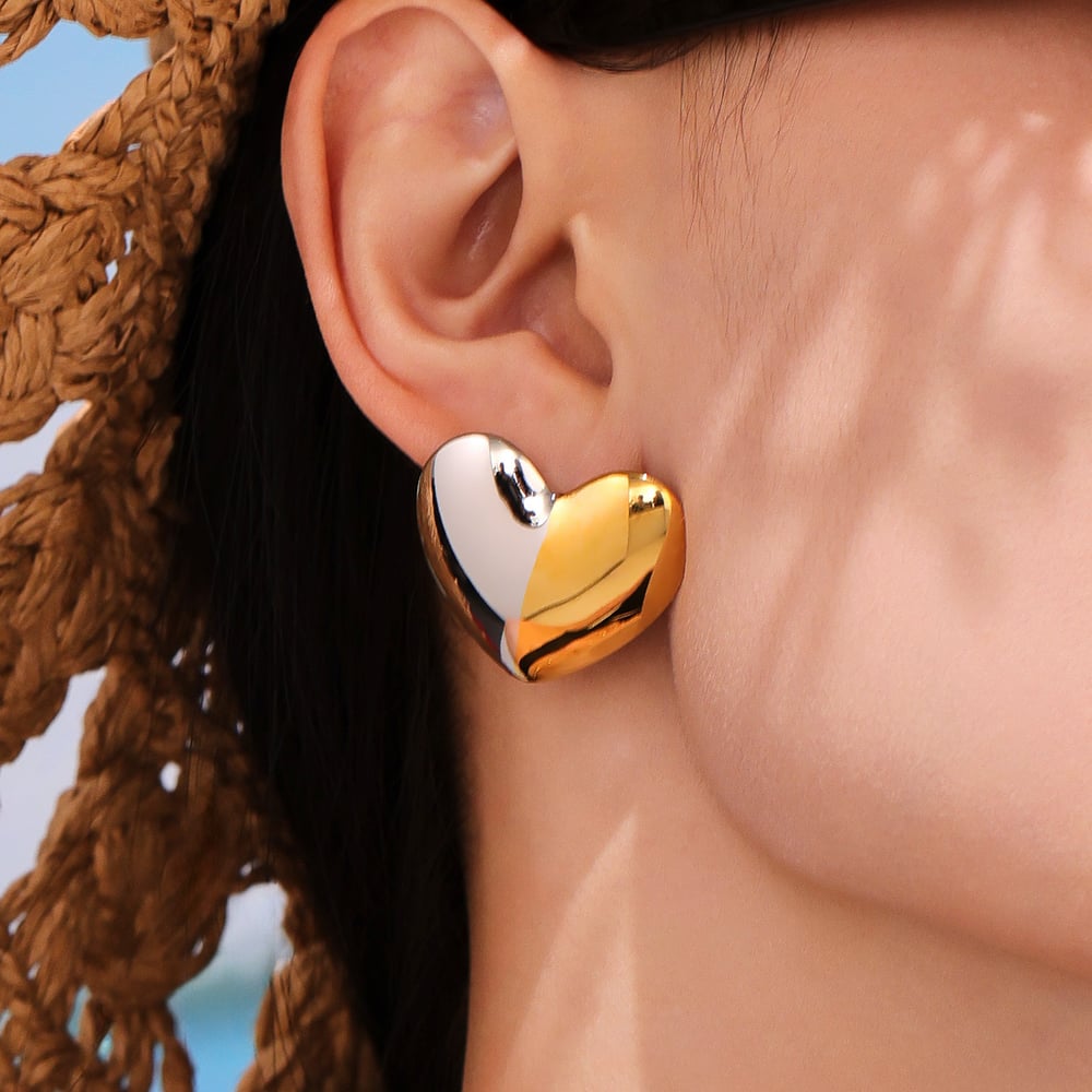 1 paire de boucles d&#39;oreilles à tige minimalistes en acier inoxydable couleur or pour femme Image3