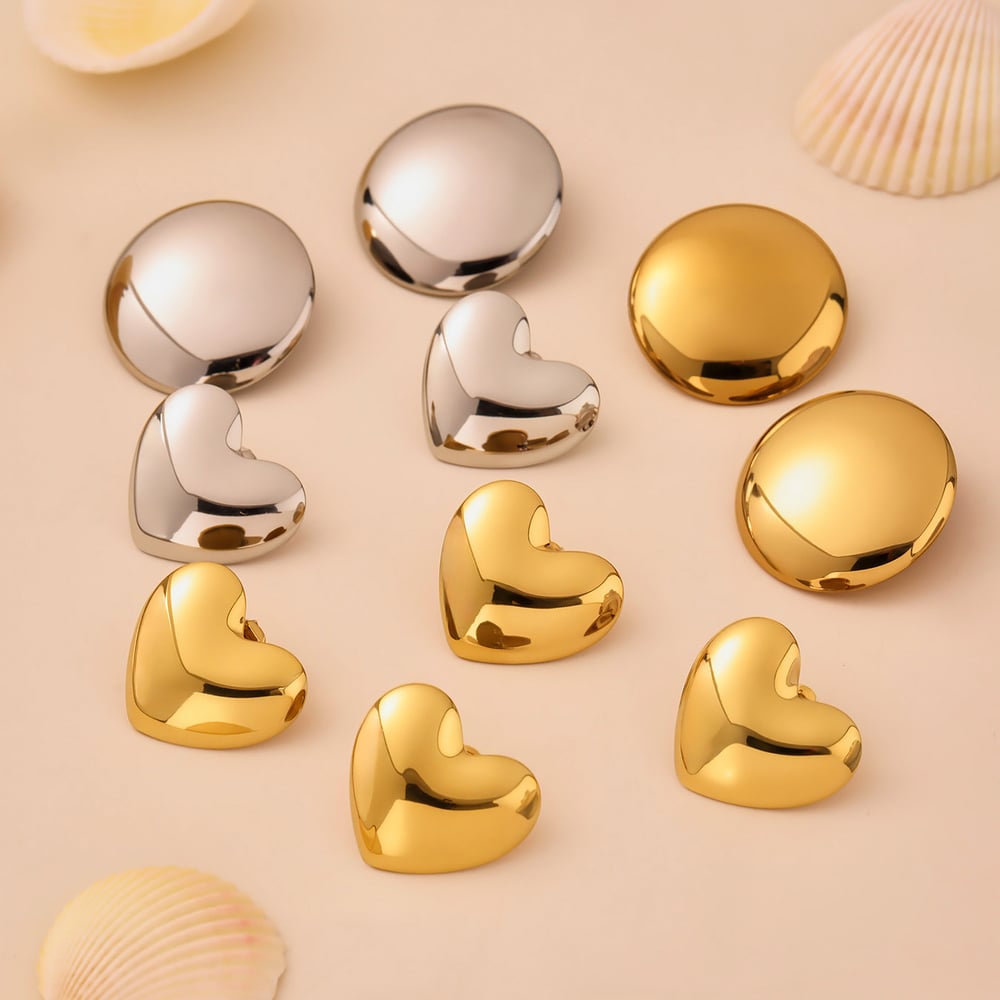 1 paire de boucles d&#39;oreilles à tige minimalistes en acier inoxydable couleur or pour femme Image2