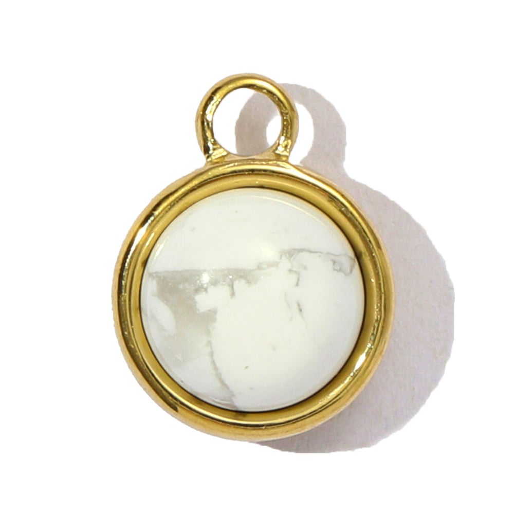 1 Parça Klasik Yuvarlak Doğal Taşlı Kadın Kolye Ucu