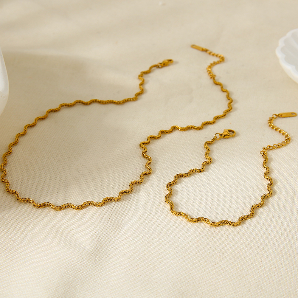 Irregular Shape Stainless Steel Gold Color Necklaces Set h5Picture3