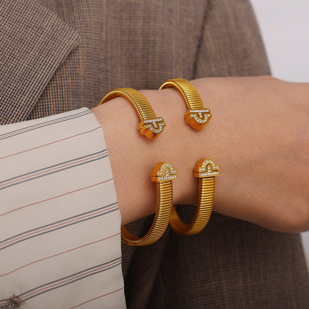 1 Piece Stainless Steel Gold Color Cuff Bangle h5Picture5