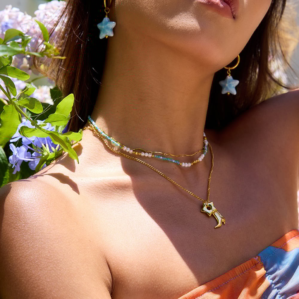 1 Piece Designable Beads Stainless Steel Gold Color Women's Beaded Necklaces h5Picture4