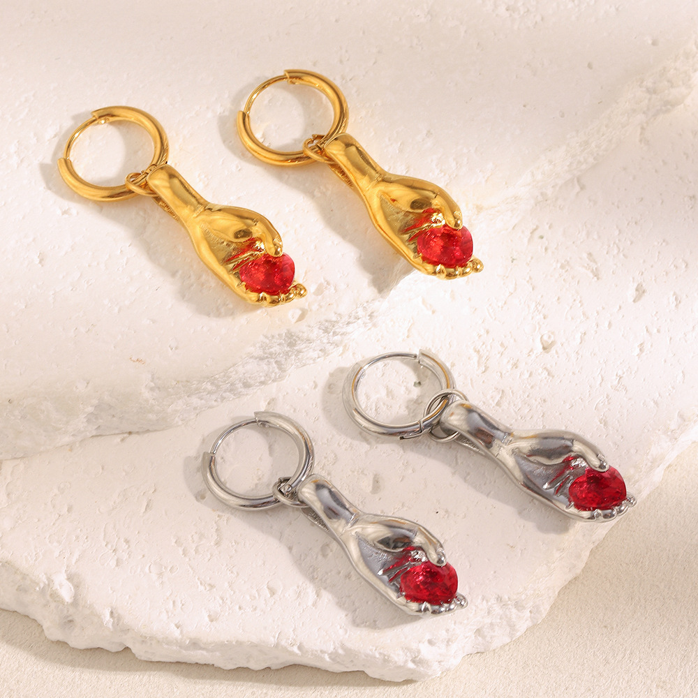 1 Pair Romantic Cute Love Shape Stainless Steel Women's Drop Earrings h5Picture2