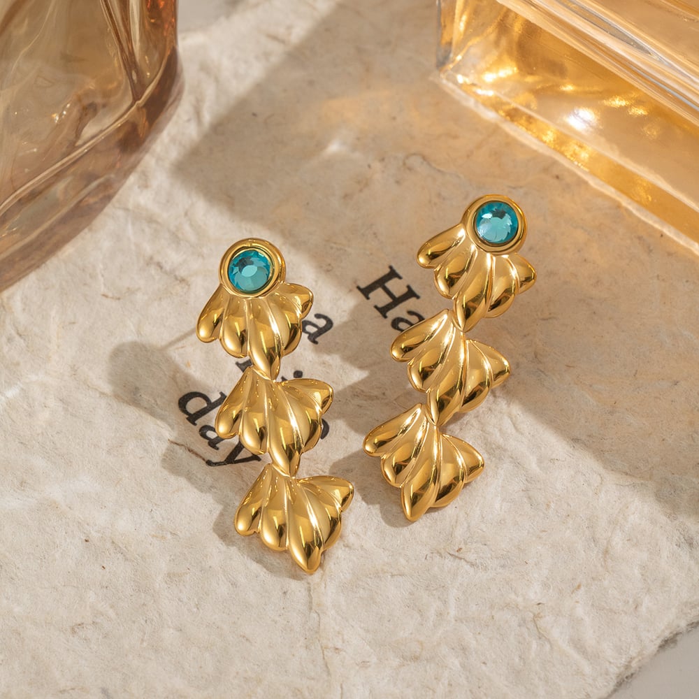 1 Pair Shell Stainless Steel Gold Color Dangle Earrings Picture4