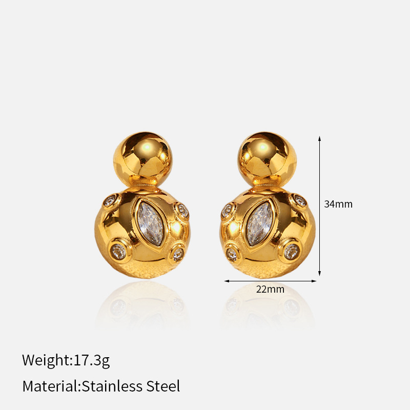 1 Pair Flower Stainless Steel Gold Color Stud Earrings