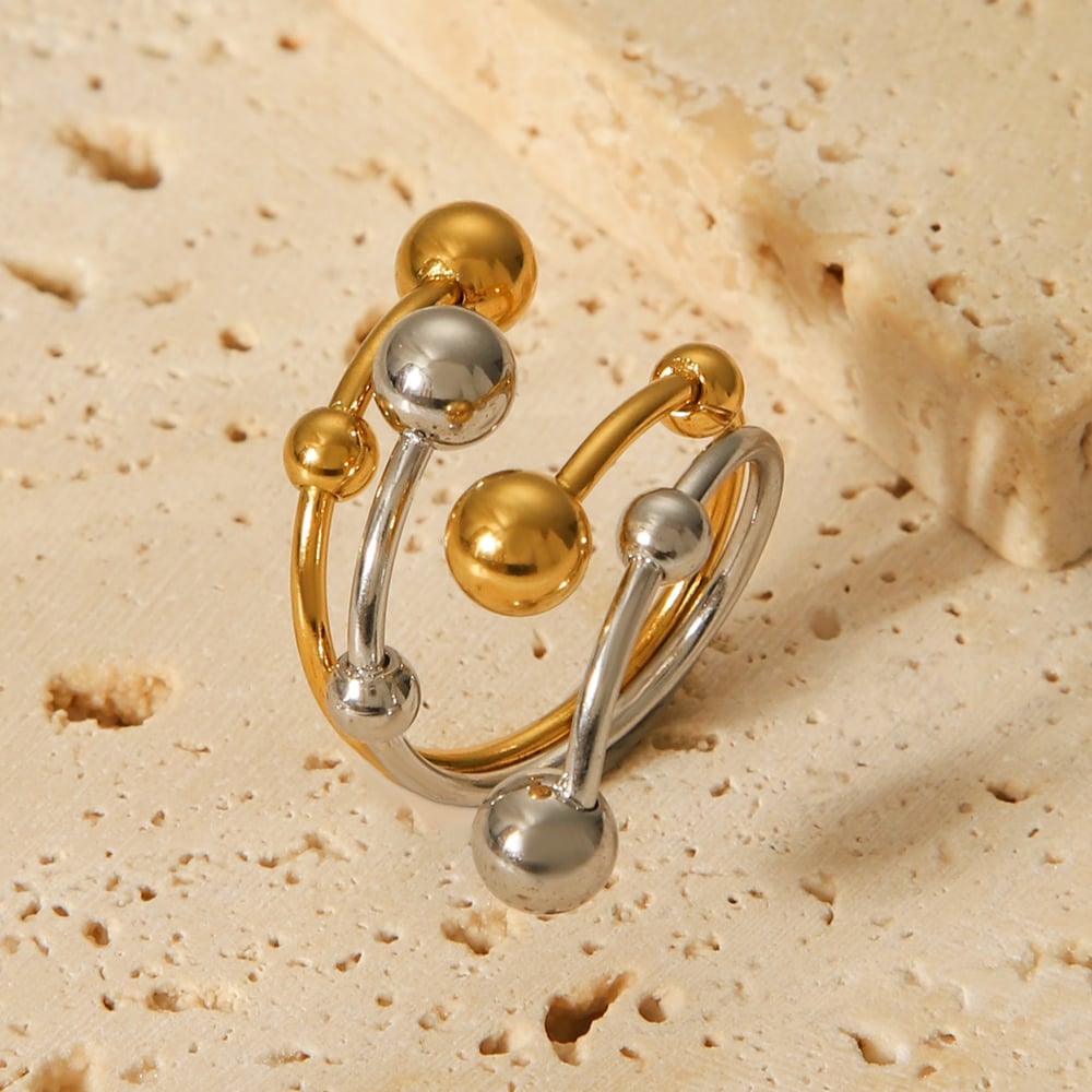 1 Piece Simple  Daily Mixed Color Stainless Steel  Gold Color Statement Rings h5Picture6
