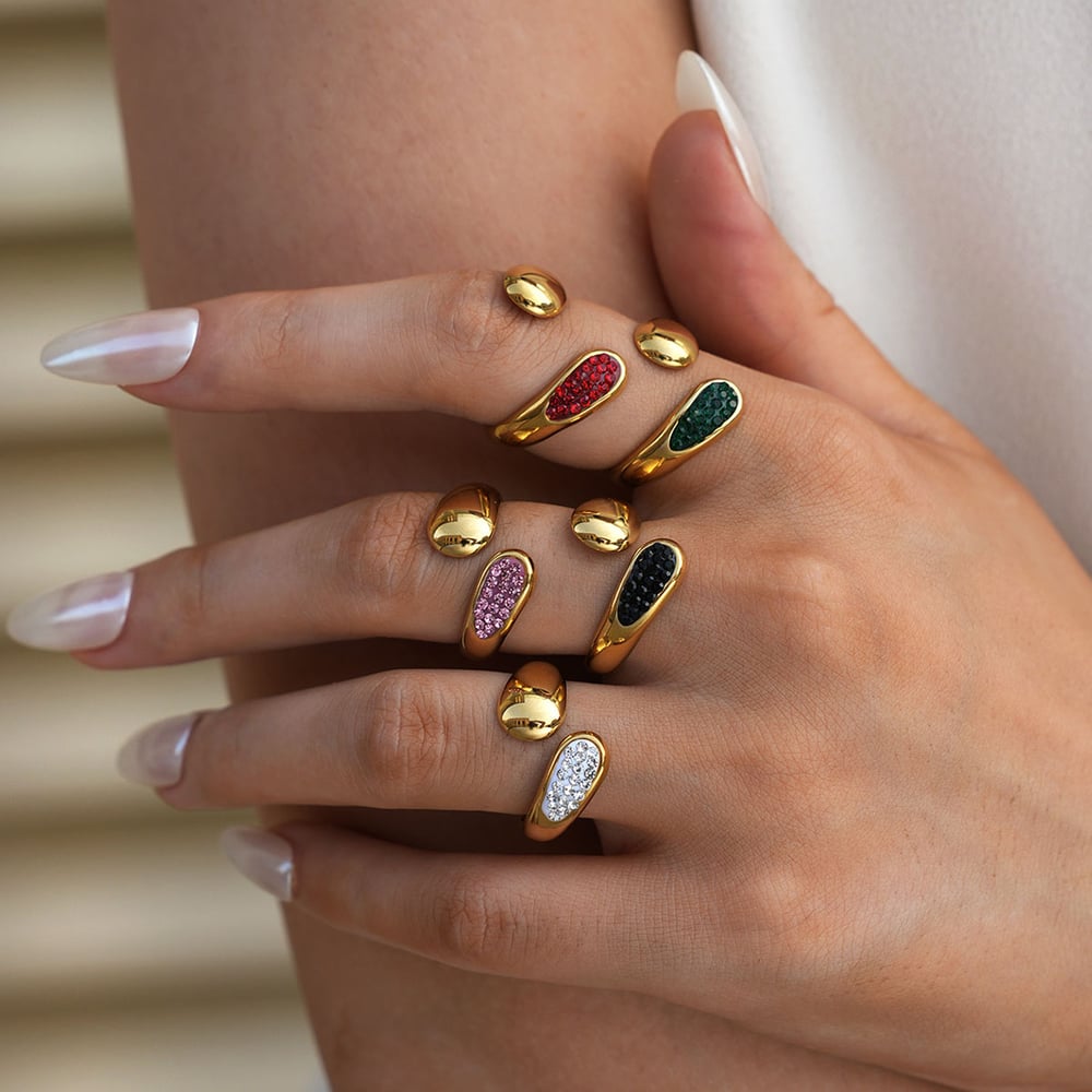 1 Piece Simple Series Simple Droplet Stainless Steel Statement Rings h5Picture3