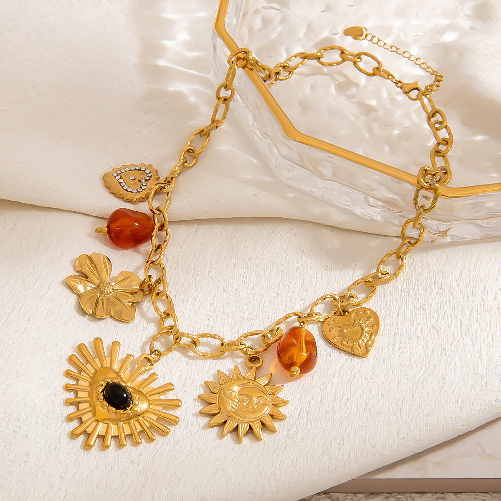 1 Stück Casual Herz Edelstahl Gold Farbe Damen Anhänger Halsketten h5Bild5