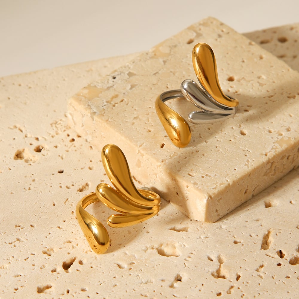 1 Piece Simple Series Daily Irregular Shape Stainless Steel Gold Color Statement Rings Picture8
