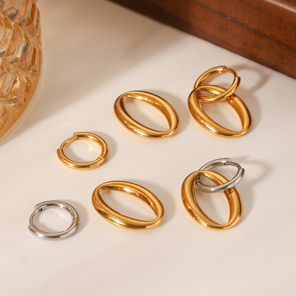 1 Pair Simple Series Daily Geometric Stainless Steel Women's Hoop Earrings h5Picture4