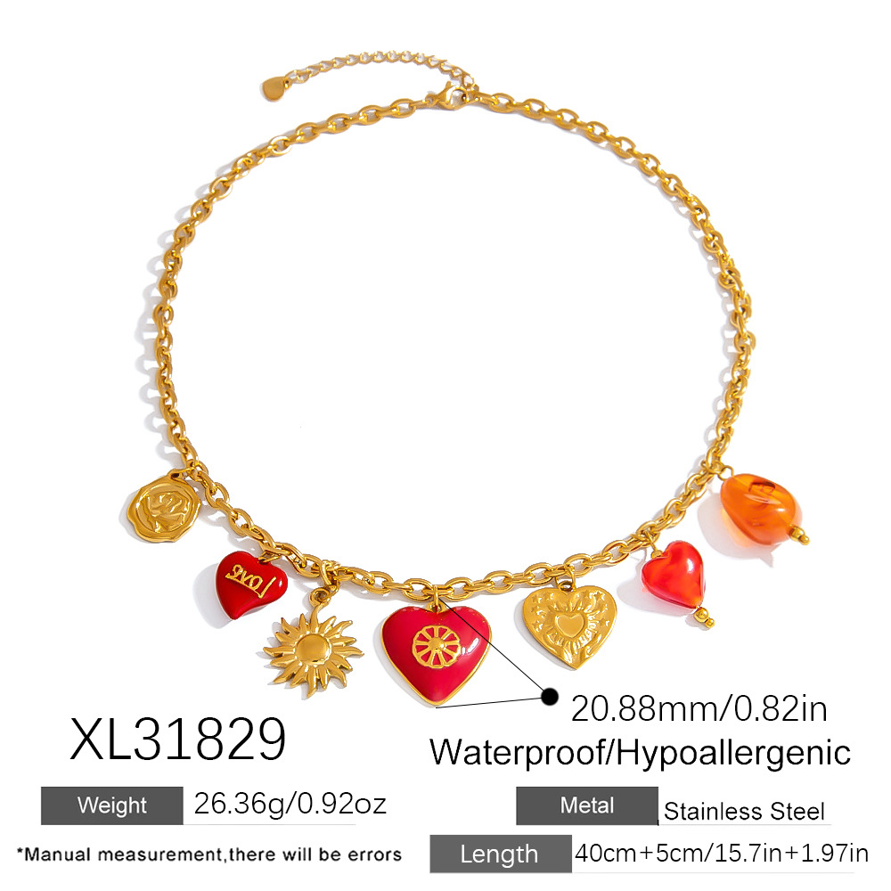 1 Stück Sweet Heart Edelstahl Gold Farbe Damen Anhänger Halsketten h5Bild2