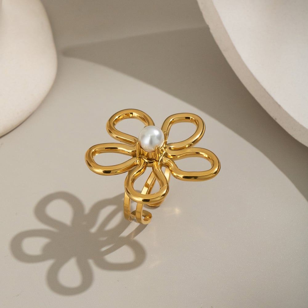 1 Pair Romantic Sweet Flower Stainless Steel  Gold Color  Women's Jewelry Sets Picture4