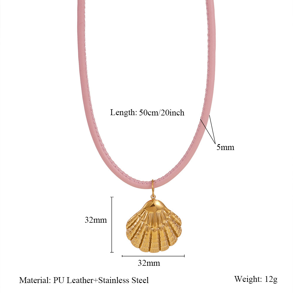 1 Piece Stylish Shell Stainless Steel Gold Color Women's Pendant Necklaces 