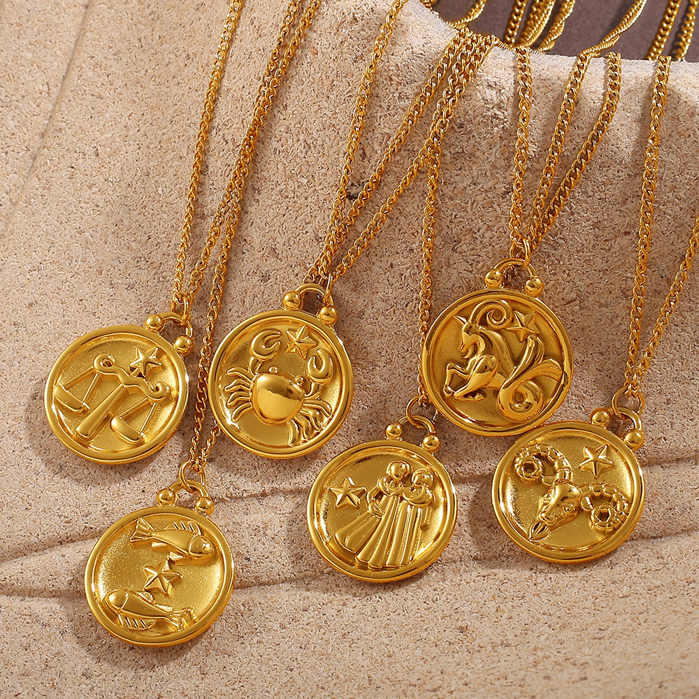 1 Piece Zodiac Signs Stainless Steel Mixed Color  Pendant Necklace h5Picture2