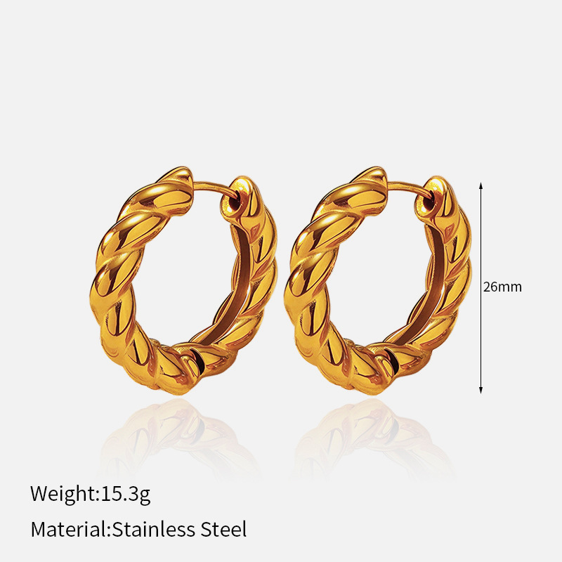 1 Pair Classic Irregular Shape Stainless Steel  Women's Hoop Earrings