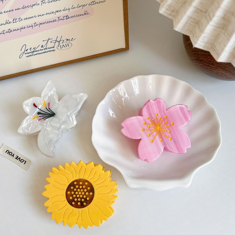 1 Pair Simple Series Sweet Flower Acetate Women's Hair Claws h5Picture3