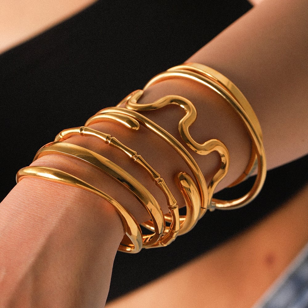 Simple Series Daily Irregular Shape Stainless Steel  Women's Bangles h5Picture4