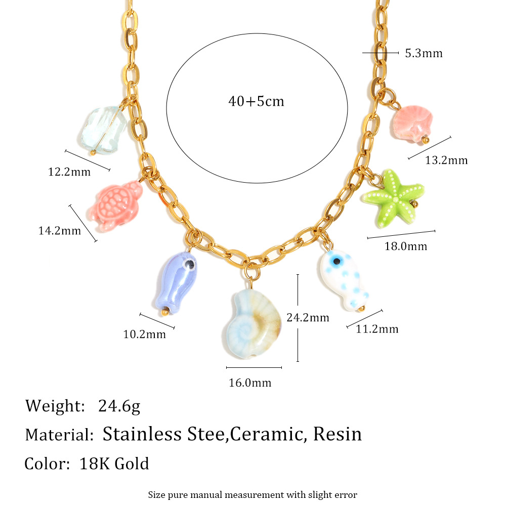 1 Piece Vacation Style Stainless Steel Gold Color Women's Pendant Necklaces h5Picture5