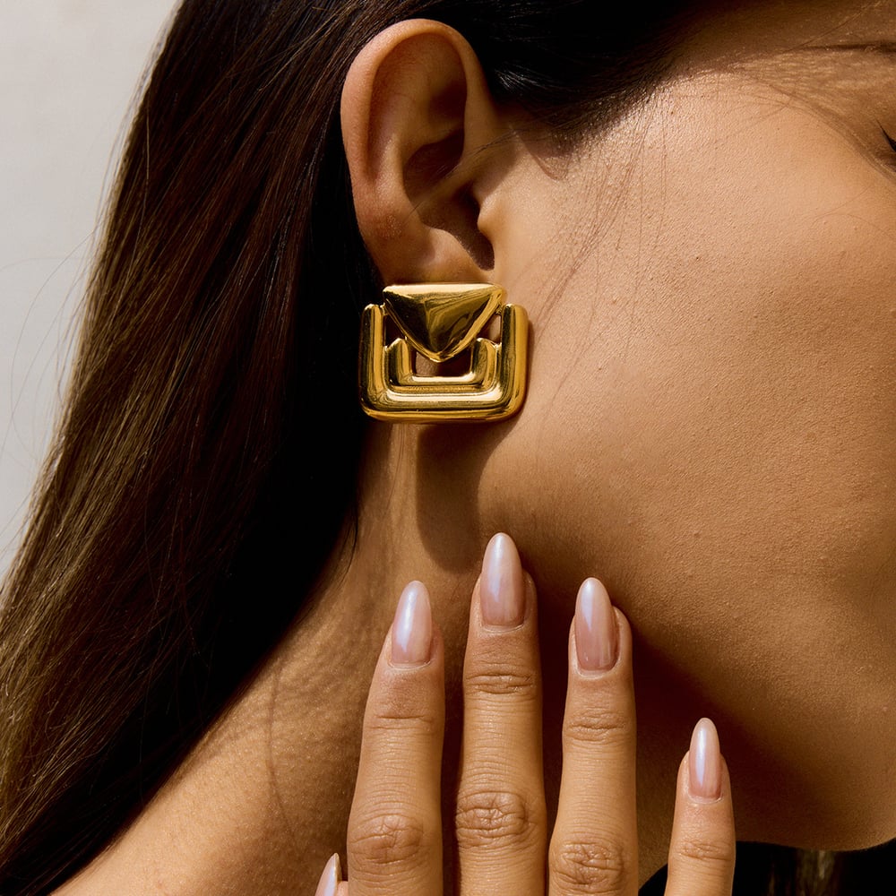 1 Pair Simple Email Shape Stainless Steel Gold Color Women's Stud Earrings h5Picture3