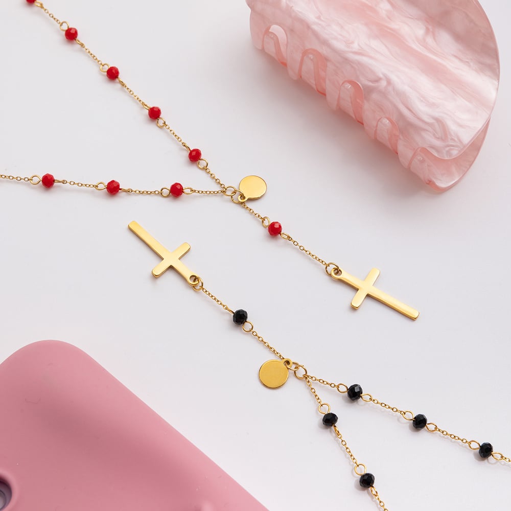 1 Piece Personality Cross Stainless Steel Gold Color Women's Pendant Necklaces Picture4