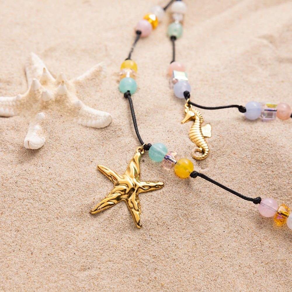 1 Piece Vacation Starfish Stainless Steel Gold Color Women's Pendant Necklaces h5Picture8