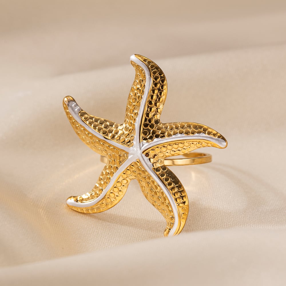 Seestern-Ohrring-Set aus Edelstahl in Goldfarbe Bild4