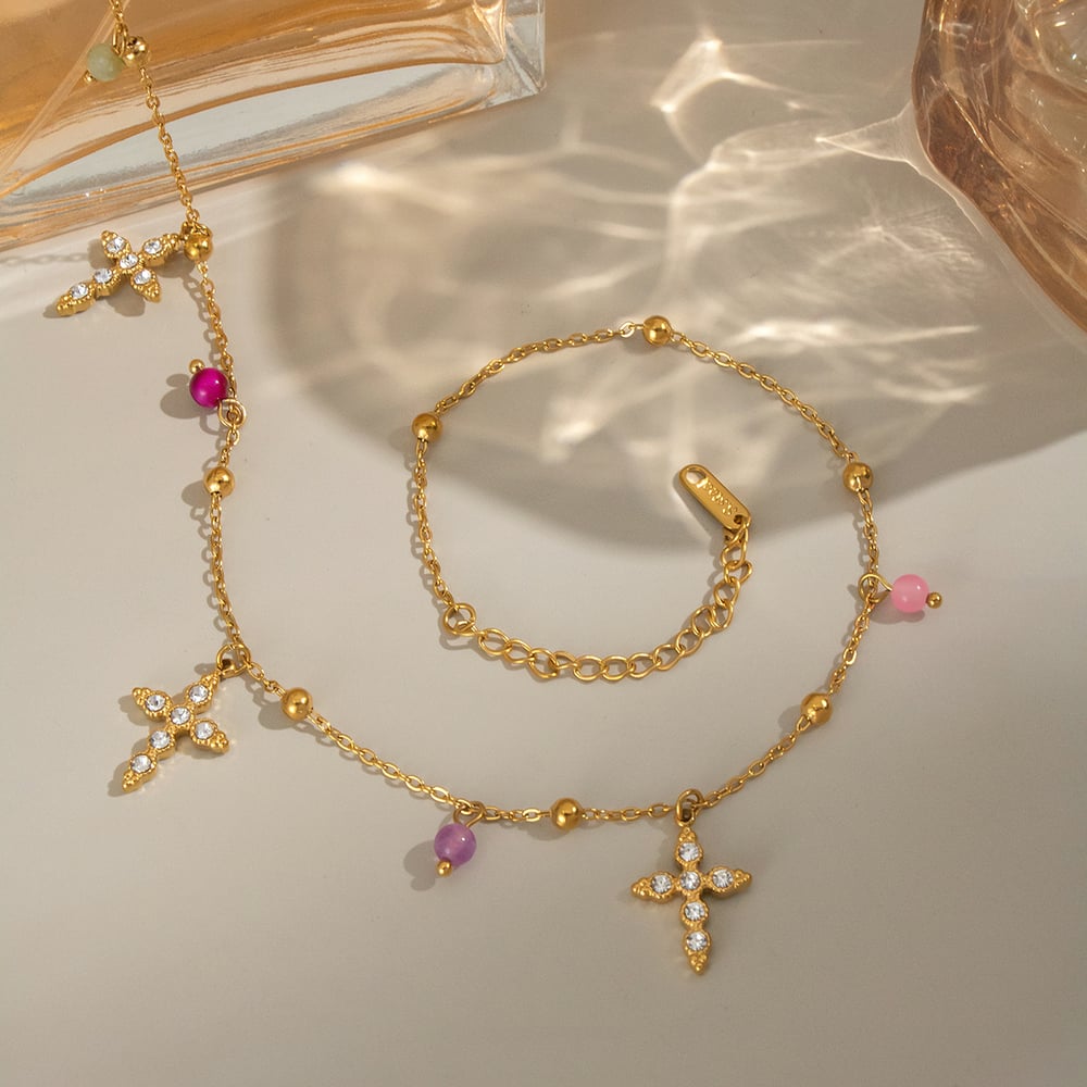 1 pezzo di collana con ciondolo a croce in acciaio inossidabile, elegante e lussuoso, da donna Immagine2