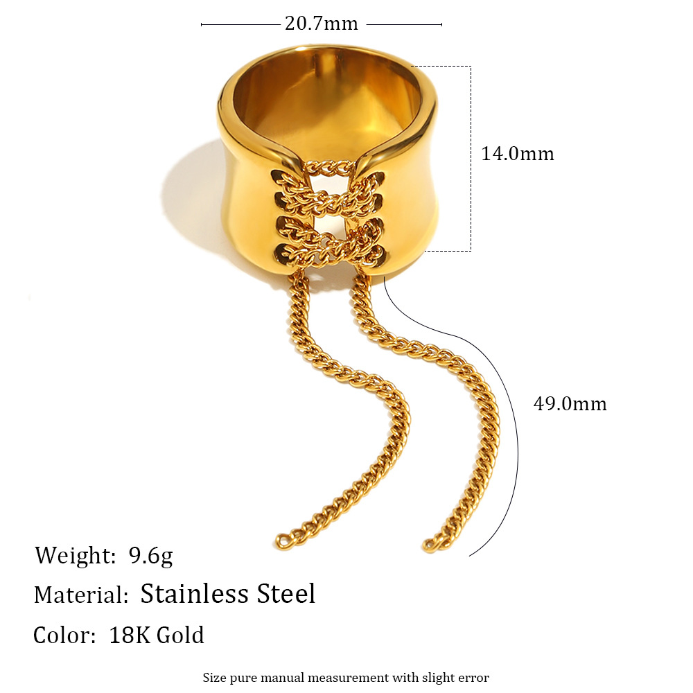 1 Piece Simple Series Daily Chain Stainless Steel Gold Color Statement Rings Picture5