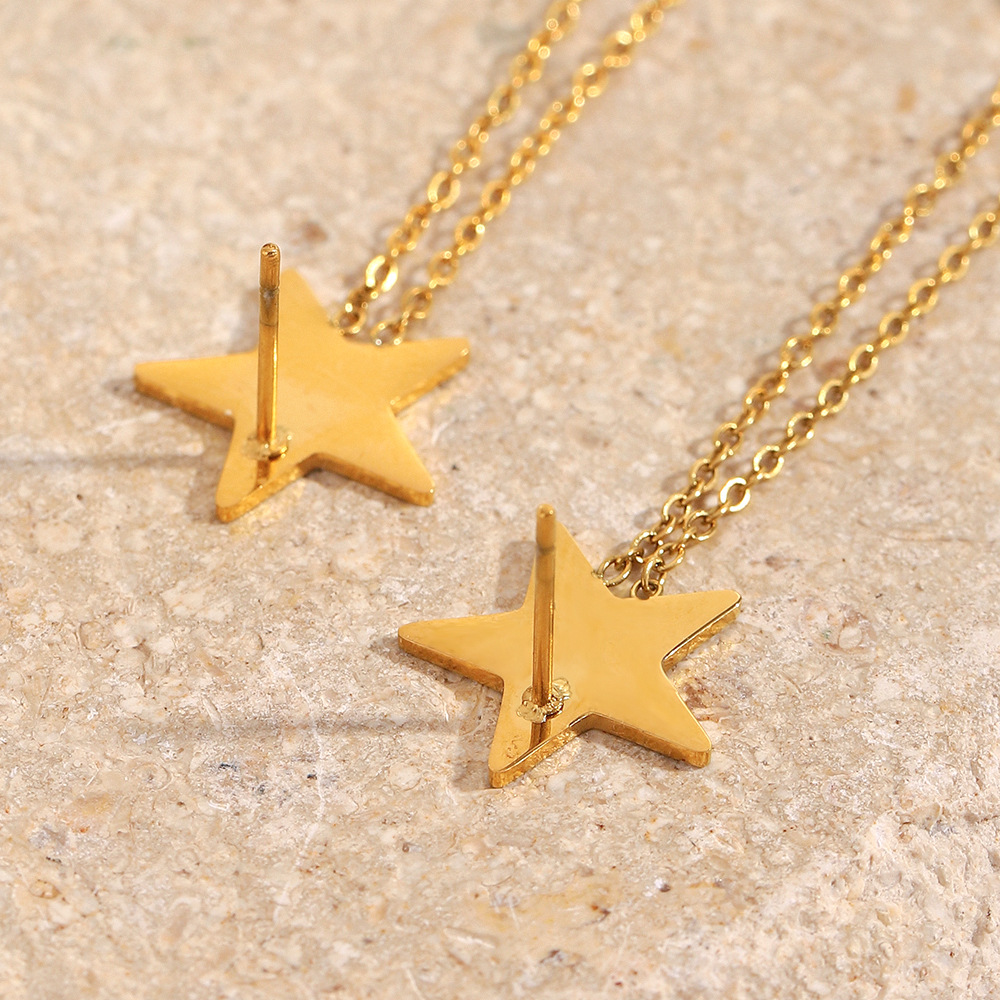 1 Pair Star Stainless Steel Gold Color Dangle Earrings h5Picture6