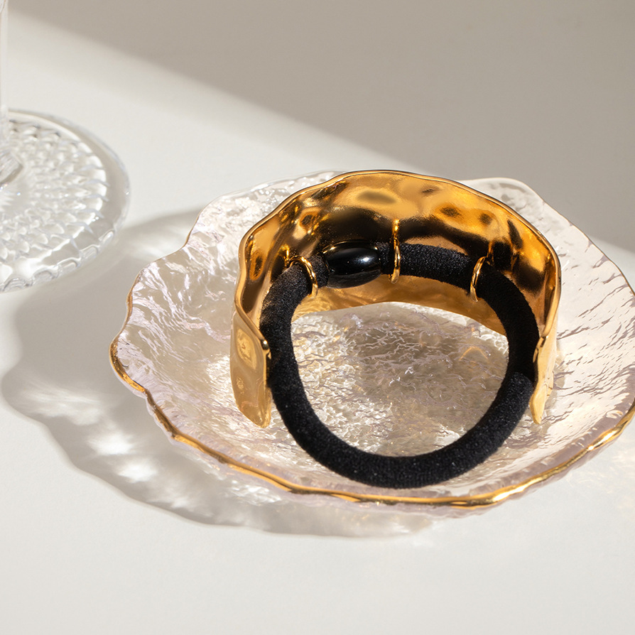 1 Piece Irregularly Shaped Hammered Stainless Steel Hair Tie h5Picture3