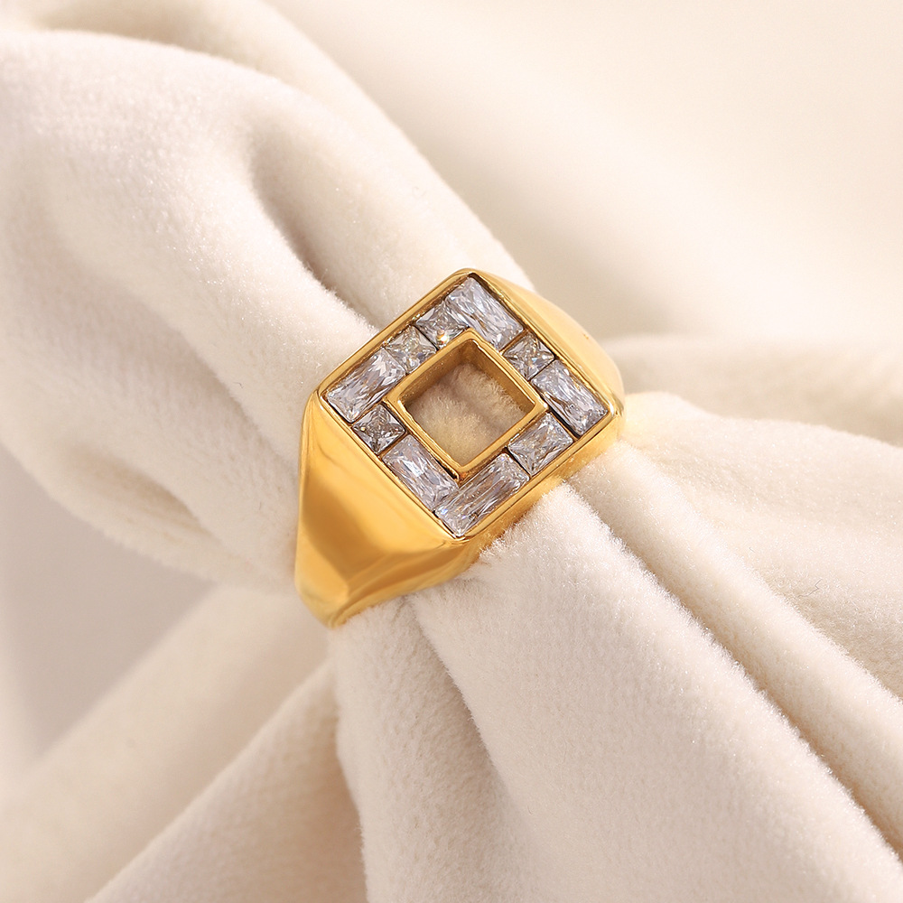 1 Piece Luxurious Series Daily Rectangular Stainless Steel Gold Color Statement Rings h5Picture4