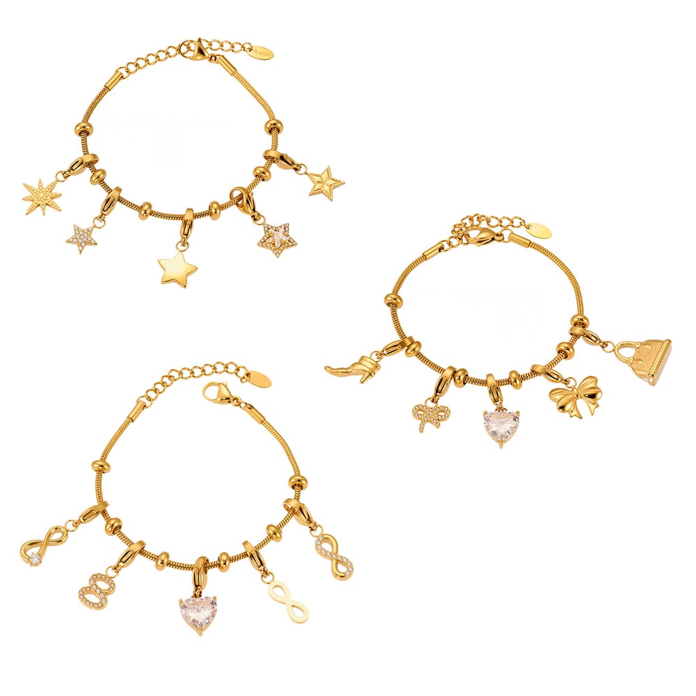 1 Piece Delicate Heart Stainless Steel Gold Color Women's Charm Bracelets h5Picture11