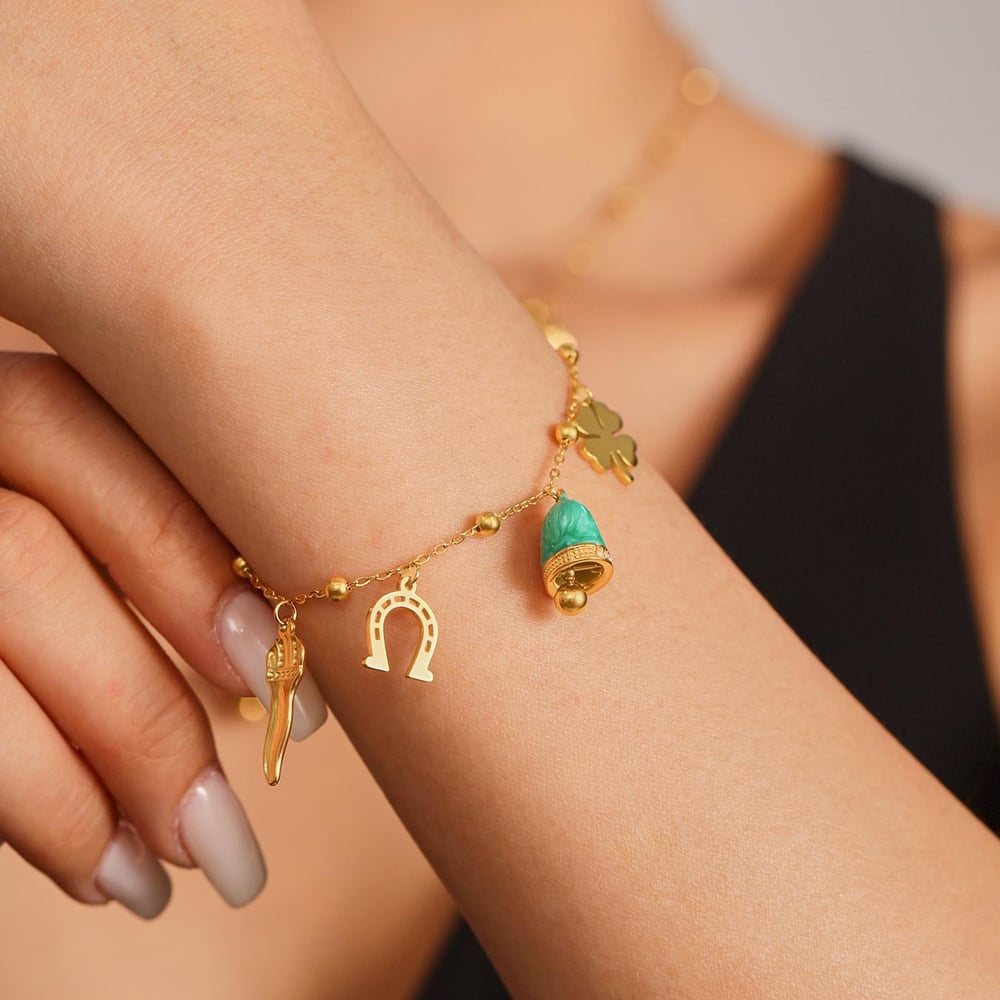 1 Piece Gorgeous Bell Stainless Steel Gold Color Women's Necklaces Sets Picture6