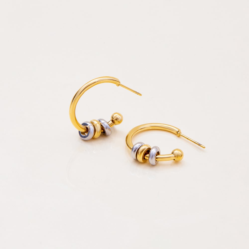 1 Pair Minimalist Circle Stainless Steel Gold Color Women's Hoop Earrings h5Picture5