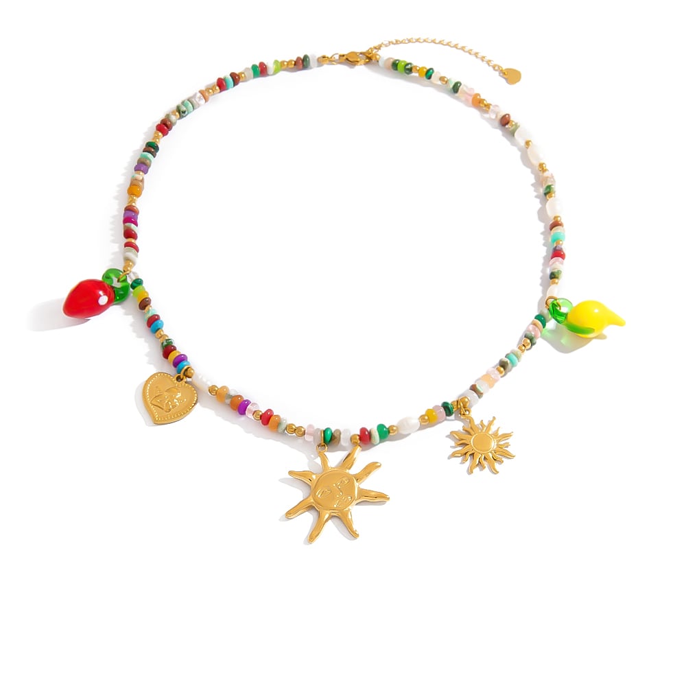 1 Piece Natural Stone Beaded Necklace