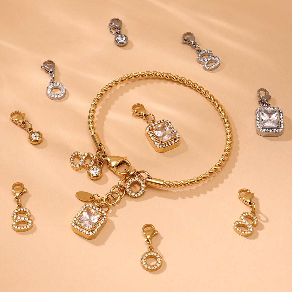 1 Piece Exquisite Rectangle Stainless Steel Gold Color Women's Charm Bracelets h5Picture4