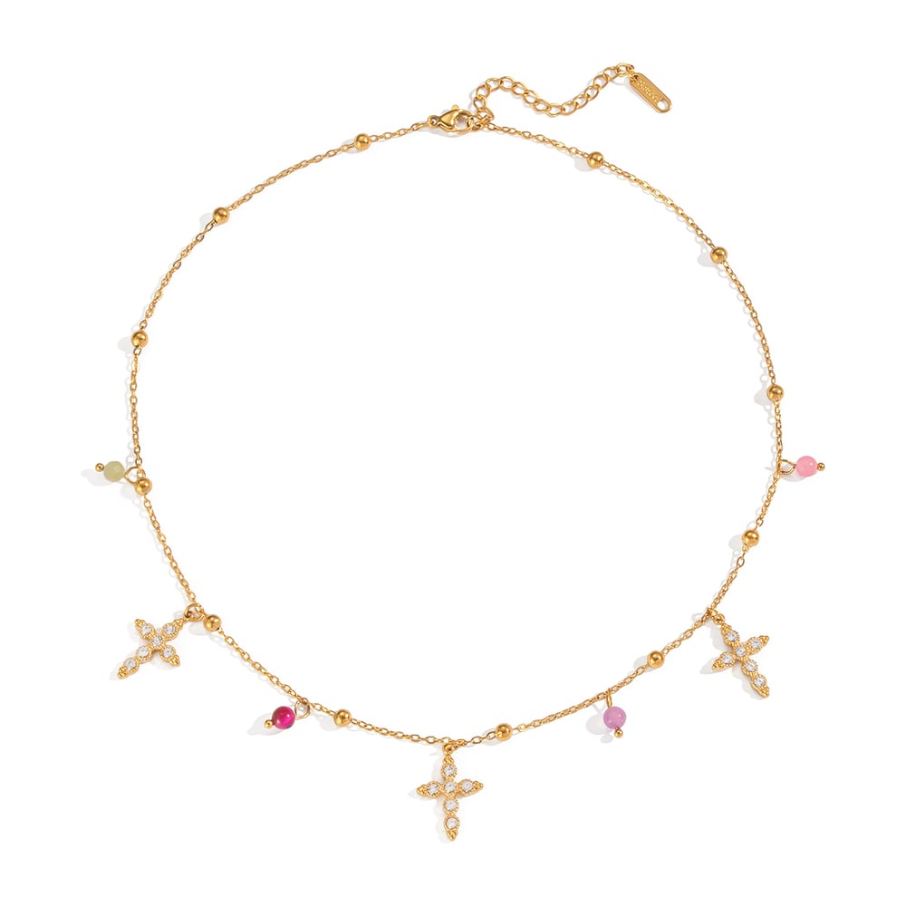 1 pezzo di collana con ciondolo a croce in acciaio inossidabile, elegante e lussuoso, da donna Immagine6