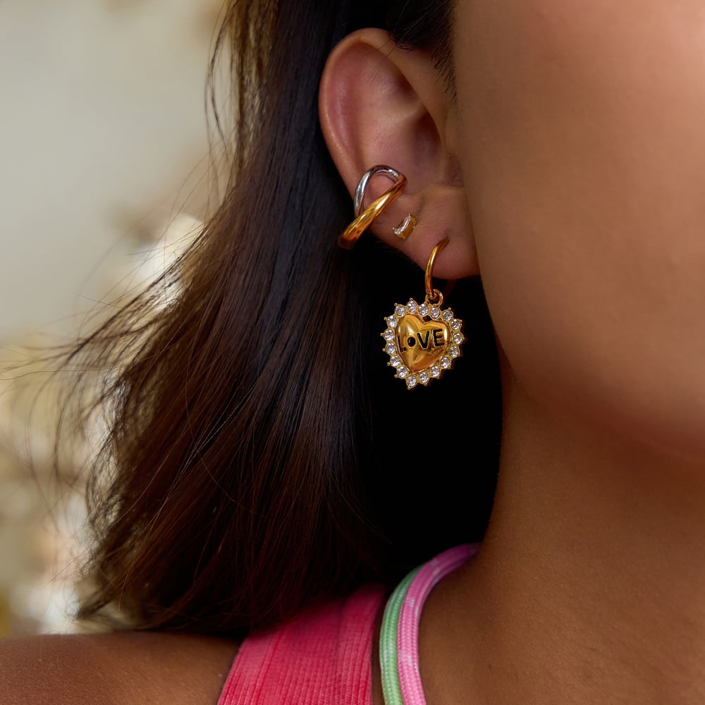 1 Pair Romantic Love Letter Heart Stainless Steel Gold Color Women's Drop Earrings h5Picture3