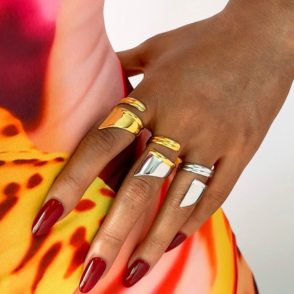 1 Piece  Casual Irregular Shape Stainless Steel  Gold Color  Statement Rings h5Picture6