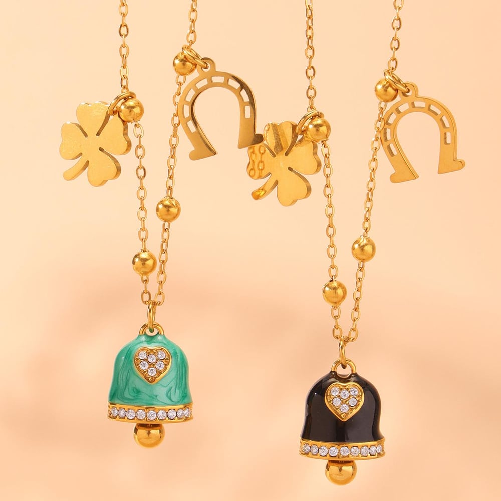 1 Piece Gorgeous Bell Stainless Steel Gold Color Women's Necklaces Sets Picture8