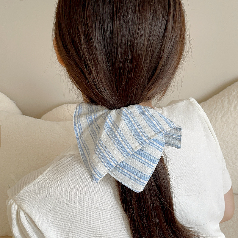 1 Piece Casual Strip Blue Canvas Women's Scrunchies Picture4
