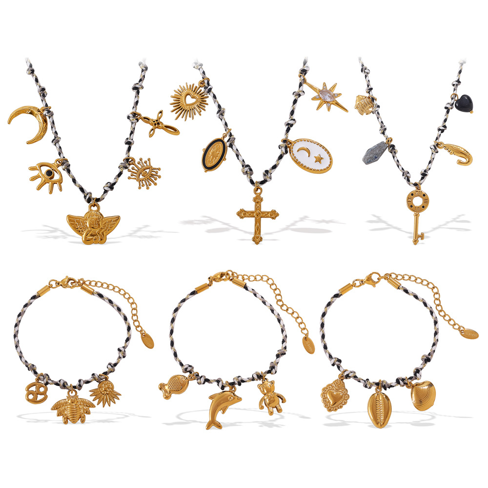 Stainless Steel Gold Color DIY Pendant Necklace Set h5Picture6