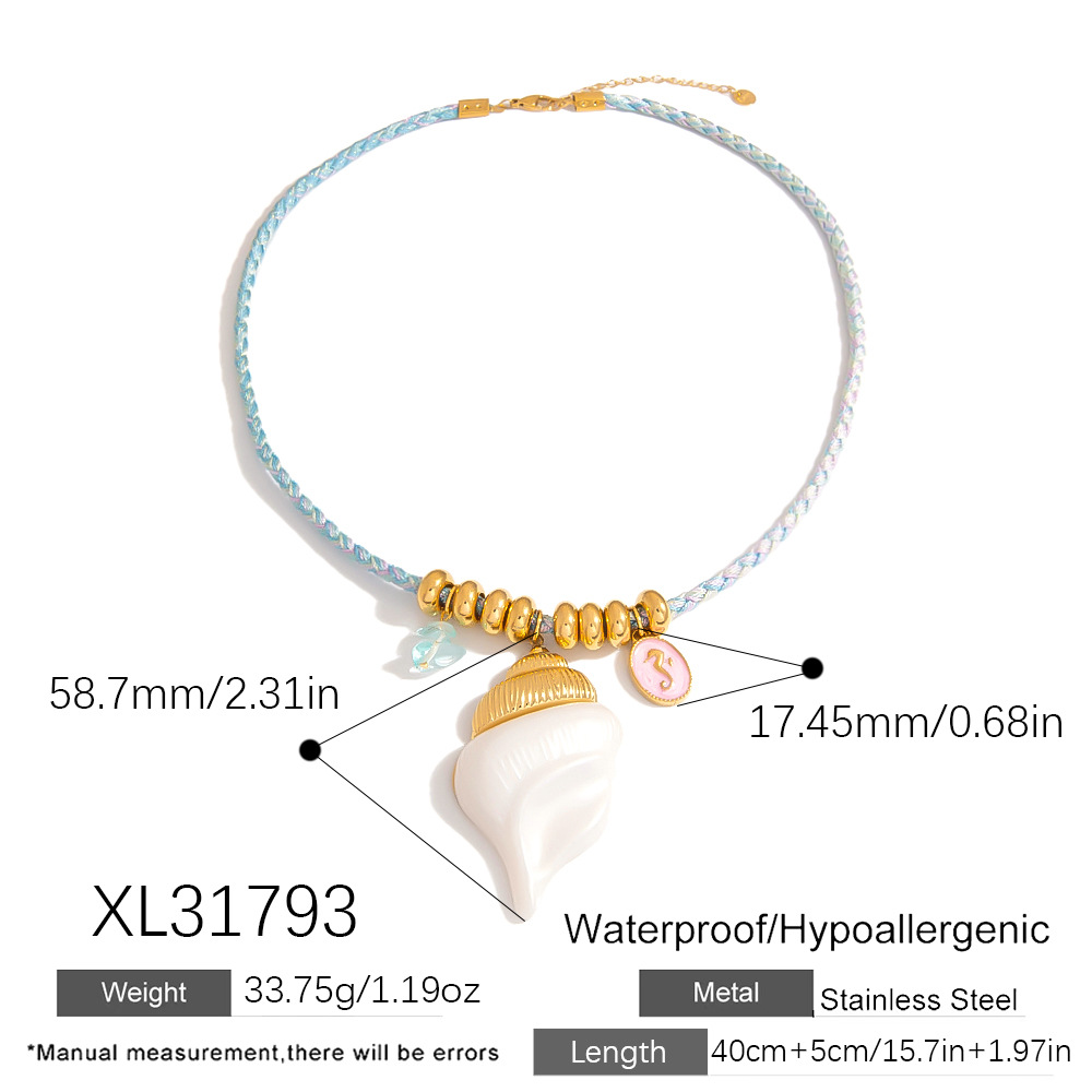 1 Pair Spiral Shell Stainless Steel Pendant Necklace h5Picture2