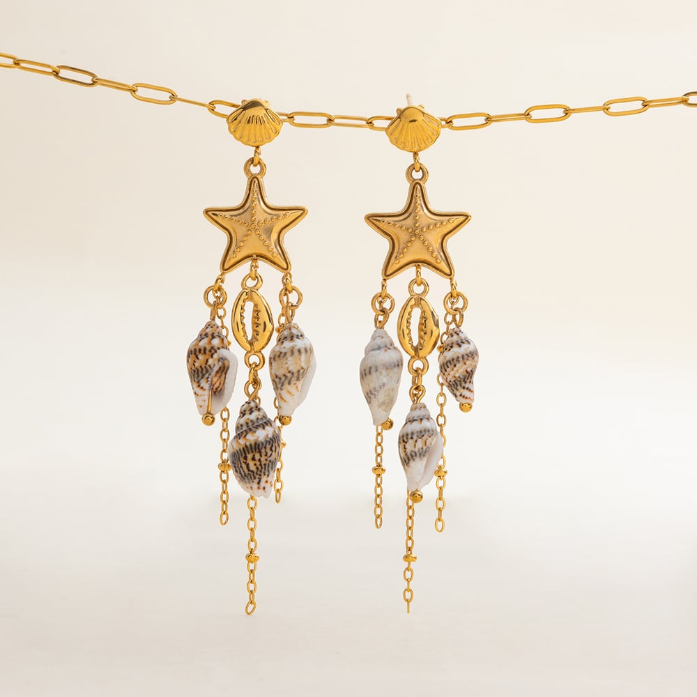 1 Pair Oceanic Natural Shell Stainless Steel Gold Color Women's Drop Earrings Picture11