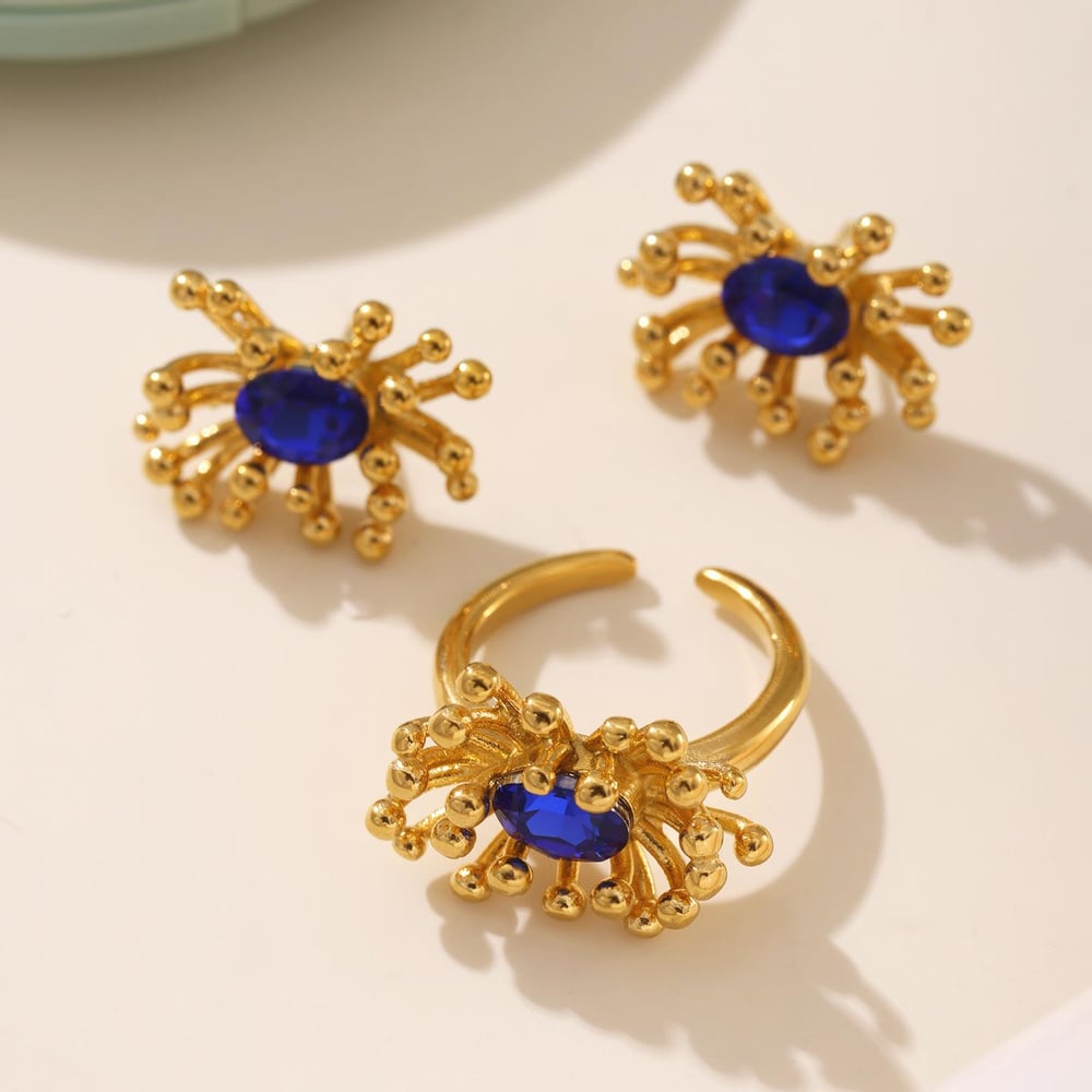 1 Piece Retro Flower Stainless Steel Gold Color Women's Earring Sets Picture6