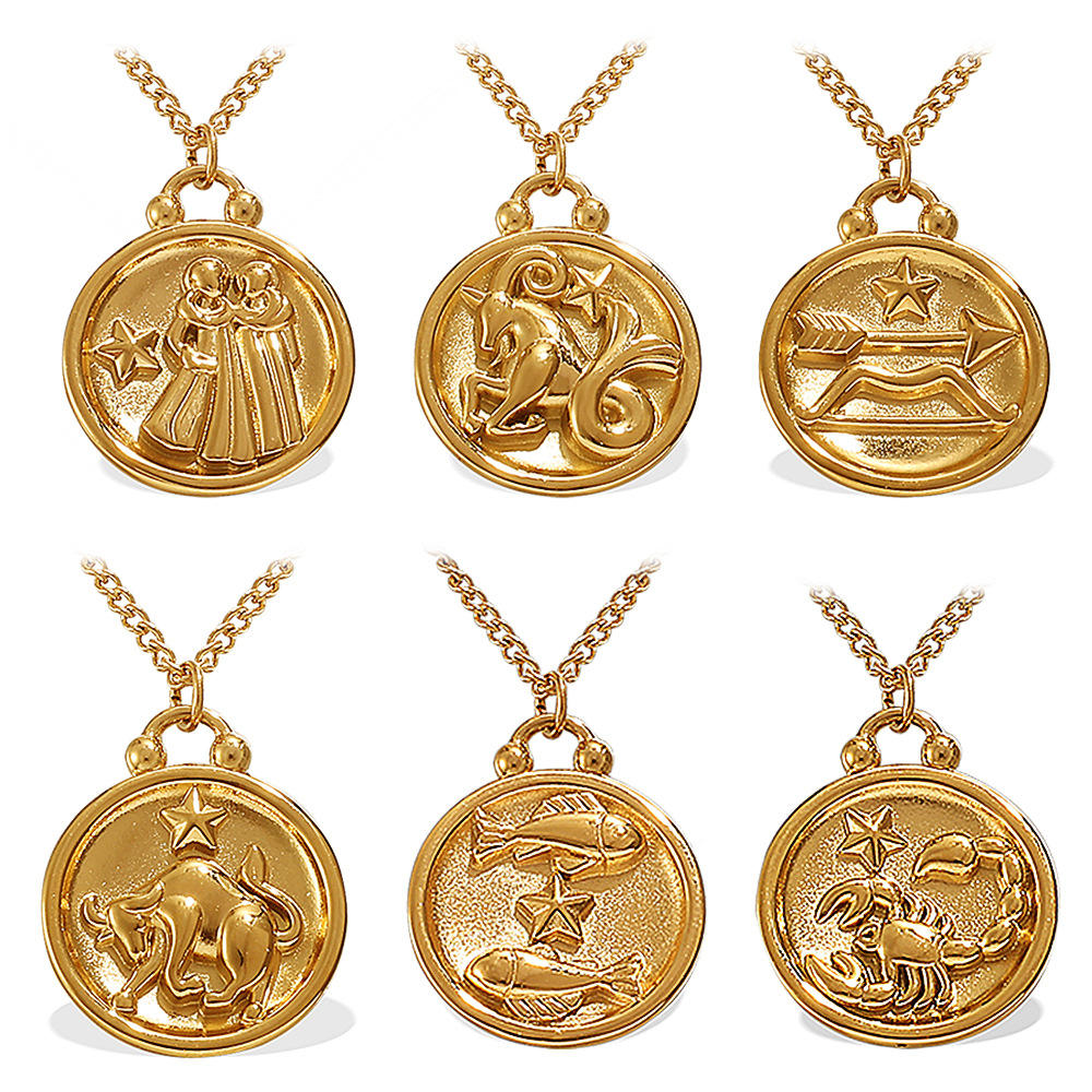 1 Piece Zodiac Signs Stainless Steel Mixed Color  Pendant Necklace h5Picture5
