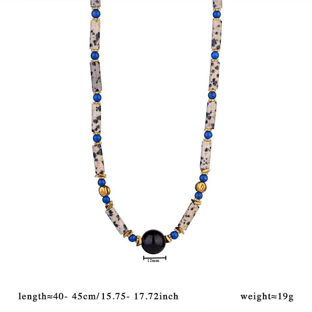 1 Piece Classic Series Black Agate Beads Women's Beaded Necklaces h5Picture2